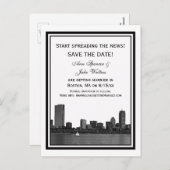 Boston Skyline Etwas Save the Date Gerahmt Ankündigungspostkarte (Vorne/Hinten)