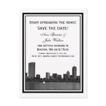 Boston Skyline Etwas Save the Date Gerahmt