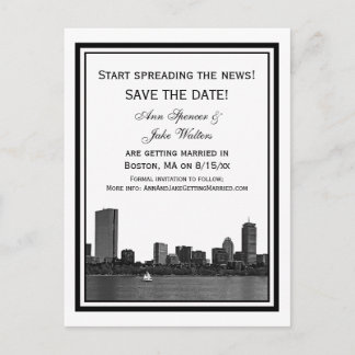 Boston Skyline Etwas Save the Date Gerahmt Ankündigungspostkarte