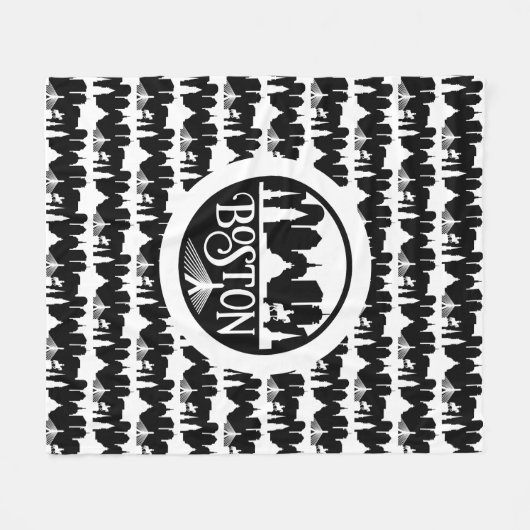 Boston Skyline Fleecedecke (Vorderseite (Horizontal))