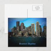 Boston Skyline Foto Art Zeichnend Postkarte (Vorne/Hinten)