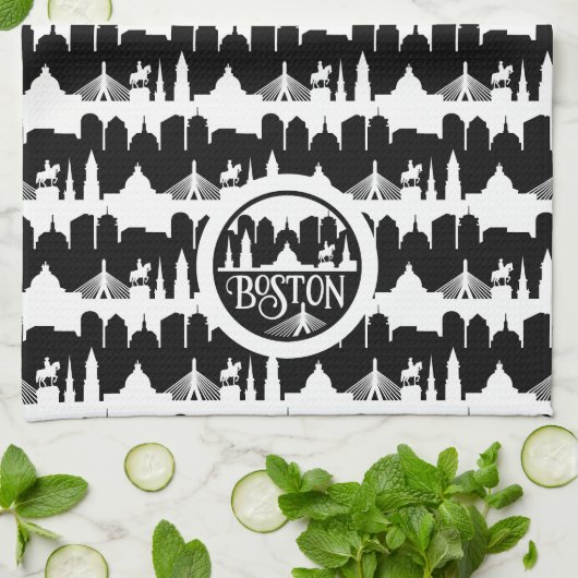 Boston Skyline Geschirrtuch (Gefaltet)