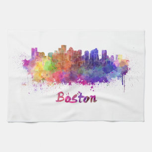 Boston skyline im Watercolor Handtuch