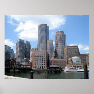 Boston Skyline in Summer Poster