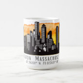 Boston Skyline Latitude und Längengrad Kaffeetasse (Mittel)
