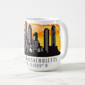 Boston Skyline Latitude und Längengrad Kaffeetasse (VorderseiteRechts)