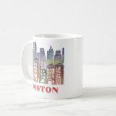 Boston Skyline Leinwand Kunst: Historische Sehensw Kaffeetasse (Vorderseite Links)