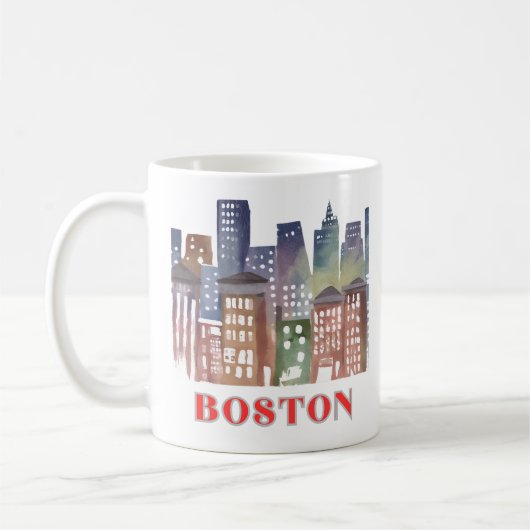 Boston Skyline Leinwand Kunst: Historische Sehensw Kaffeetasse (Links)