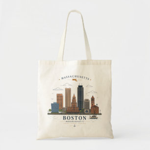 Boston Skyline Massachusetts Reise Souvenir Tragetasche