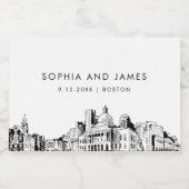 Boston Skyline Mini Schaumweinetikett (Einzelnes Label)