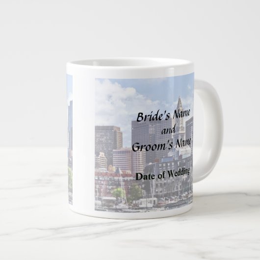 Boston Skyline mit Custom House Tower Jumbo-Tasse (Vorderseite Rechts)