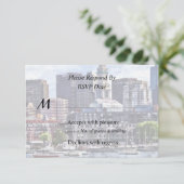 Boston Skyline mit Custom House Tower RSVP Karte (Stehend Vorderseite)