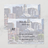 Boston Skyline mit Custom House Tower RSVP Karte (Vorne/Hinten)