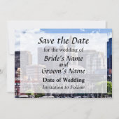Boston Skyline mit dem Rettetest des Custom House Save The Date (Vorderseite)