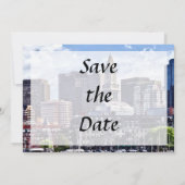 Boston Skyline mit dem Rettetest des Custom House Save The Date (Rückseite)