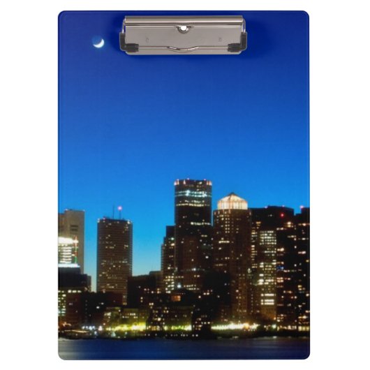 Boston-Skyline mit Mond Klemmbrett (Vorderseite)