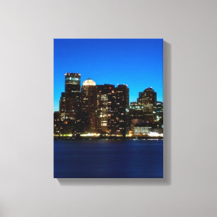 Boston-Skyline mit Mond Leinwanddruck