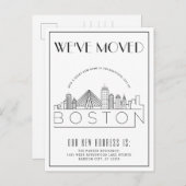 Boston Skyline Moderner Deko | Änderung der Ansch Ankündigungspostkarte (Vorne/Hinten)