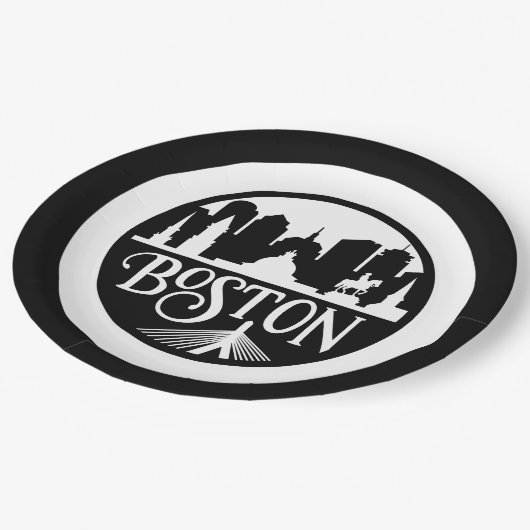 Boston Skyline Pappteller (Schrägansicht)