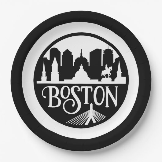 Boston Skyline Pappteller (Vorderseite)