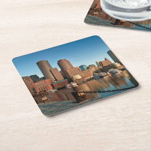 Boston-Skyline Rechteckiger Pappuntersetzer (angewinkelt)