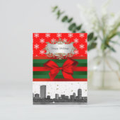 Boston Skyline Red Snowflake Weihnachten (Stehend Vorderseite)