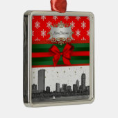 Boston Skyline Red Snowflake Weihnachten Ornament Aus Metall (Rechts)