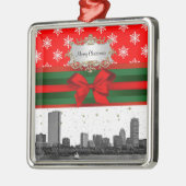 Boston Skyline Red Snowflake Weihnachten Ornament Aus Metall (Links)