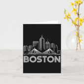 Boston Skyline Retro Vintage City Lovers Karte (Gelbe Blume)