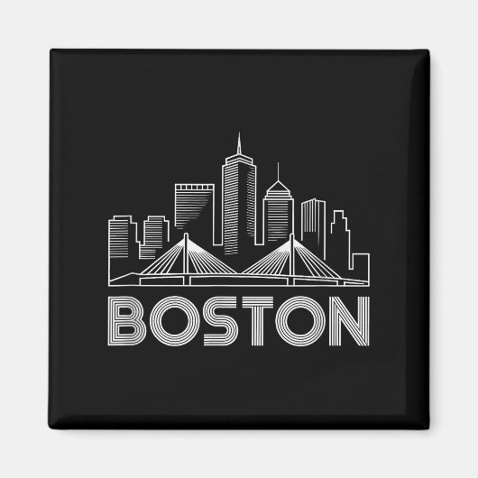 Boston Skyline Retro Vintage City Lovers Magnet (Vorne)