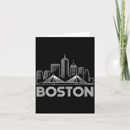 Boston Skyline Retro Vintage Stadtliebhaber Karte (Vorderseite)