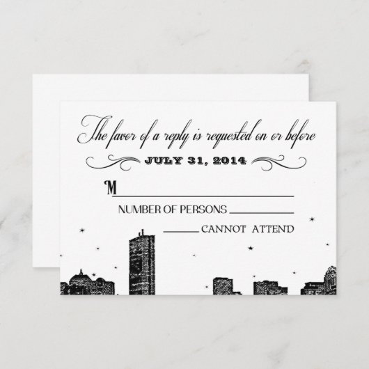 Boston Skyline RSVP-Kartenkongruenz RSVP Karte (Vorne/Hinten)