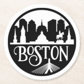 Boston Skyline Runder Pappuntersetzer (Vorderseite)