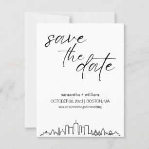 Boston Skyline Save the Date MINIMALISTISCH Einladung