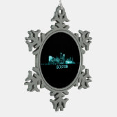 Boston Skyline Schneeflocken Zinn-Ornament (Links)
