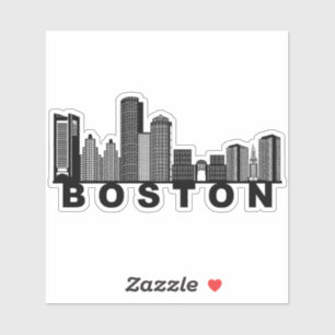 Boston Skyline Silhouette Aufkleber