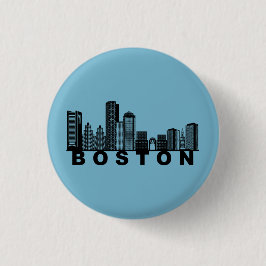 Boston Skyline Silhouette  Button