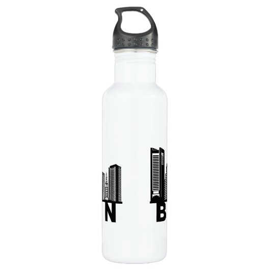 Boston Skyline Silhouette Edelstahlflasche (Rückseite)