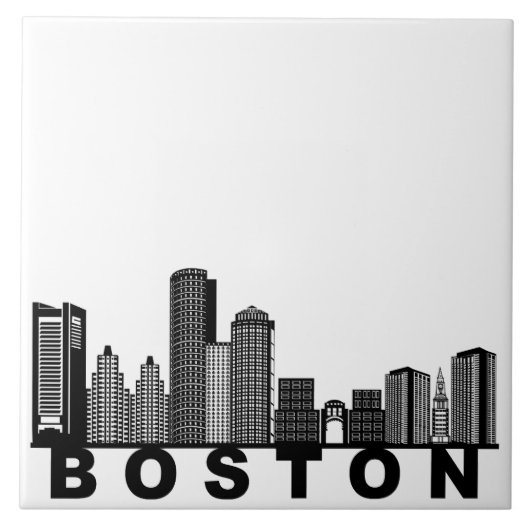 Boston Skyline Silhouette Fliese (Vorderseite)