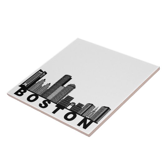 Boston Skyline Silhouette  Fliese (Seite)