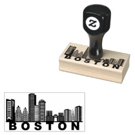 Boston Skyline Silhouette  Gummistempel