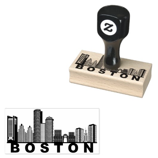 Boston Skyline Silhouette Gummistempel (Stempel)