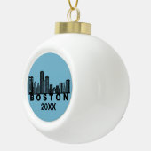 Boston Skyline Silhouette Keramik Kugel-Ornament (Rechts)