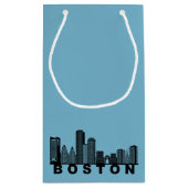 Boston Skyline Silhouette Kleine Geschenktüte (Rückseite)