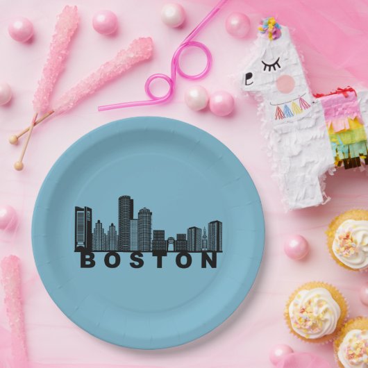 Boston Skyline Silhouette  Pappteller (Party)