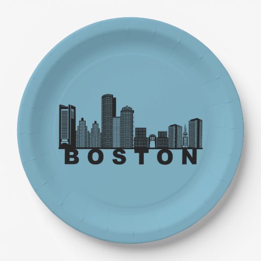 Boston Skyline Silhouette  Pappteller (Vorderseite)