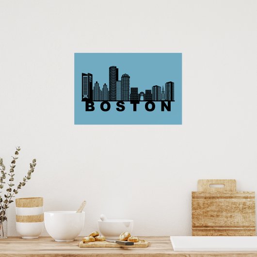 Boston Skyline Silhouette Poster (Küche)