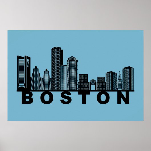 Boston Skyline Silhouette  Poster (Vorne)