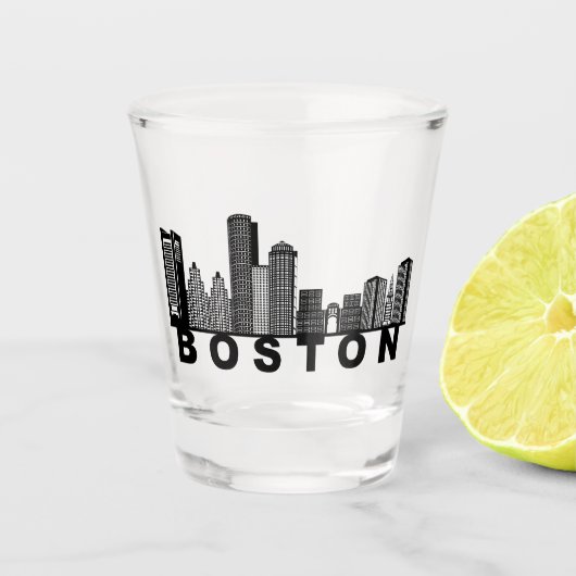 Boston Skyline Silhouette  Schnapsglas (Vorderseite)