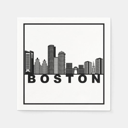 Boston Skyline Silhouette Serviette (Vorderseite)